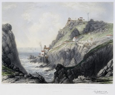 Die Ansicht der Botallack Mine, in der Gemeinde St. Just in Penwith, Cornwall, graviert von Thomas Picken, 1840 von Philip after Mitchell